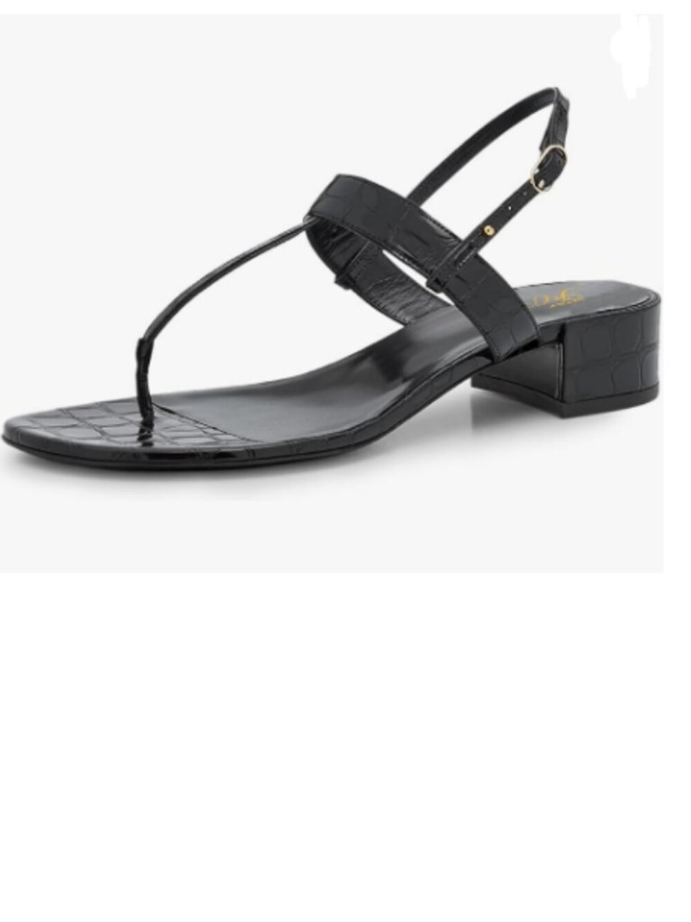 FOWT Black T-Strap Block Low Heel Adjustable Ankle Buckle Flip Flop Thong Sandal